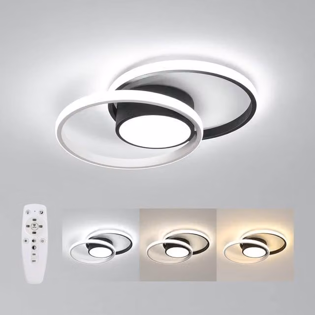 Goeco Modern Round Dimmable LED Ceiling Light with Remote Control, Black