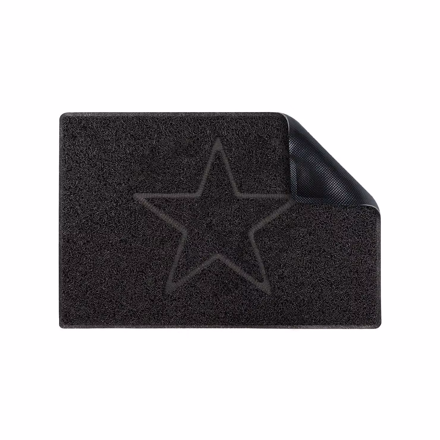 Oseasons Star Embossed Black Vinyl Doormat, W: 44 cm, D: 75 cm – 2