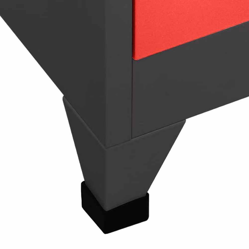 Berkfield Home Anthracite and Red Steel Locker Cabinet with Hinged Doors and Lock, W/D/H: 90 x 40 x 180 cm – 3
