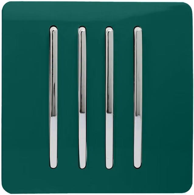 Trendi 4 Gang 2 Way Rocker Single Plate Tactile Light Switch in Dark Forest Green