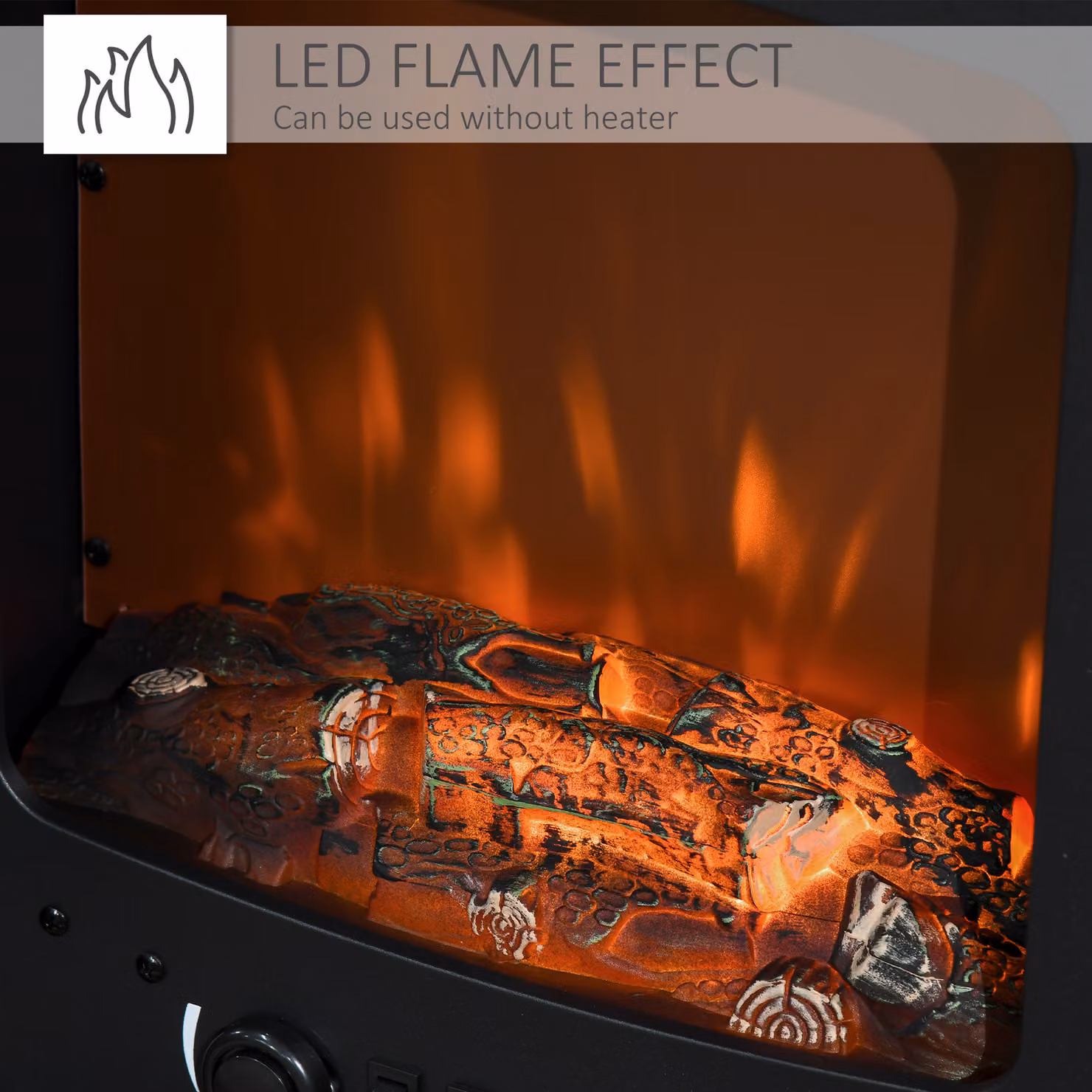 HOMCOM Electric Fireplace Stove with Realistic Flame Effect, Black, 1800W – 4