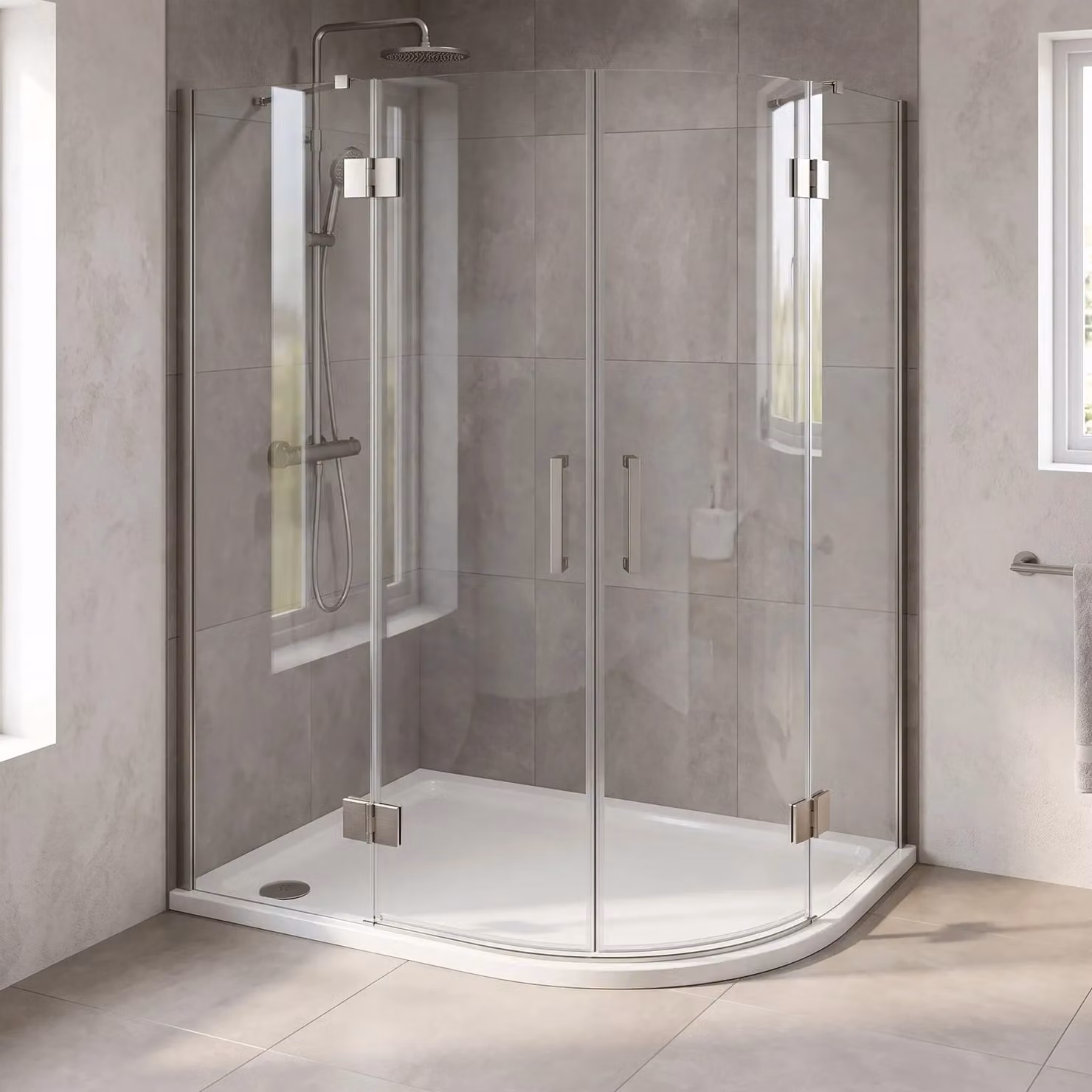Balterley Premium Slip Resistant Offset Quadrant Shower Tray, Right Hand, White, W: 120 cm, D: 90 cm – 2