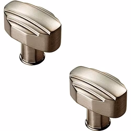 Loops 2 Pack Square Geometric Cabinet Door Knobs in Brushed Silver – 1