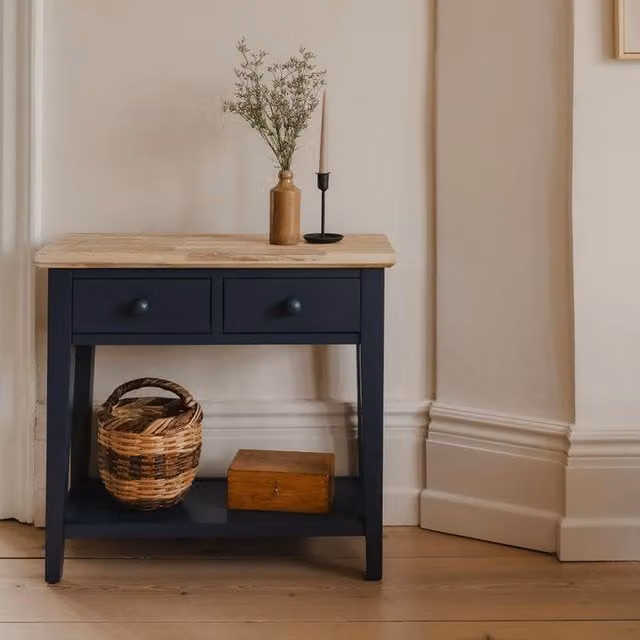 Statement Furniture Florence Console Table in Blue with 2 Drawers, W/D/H: 76.0 x 32.5 x 82.5 cm – 1