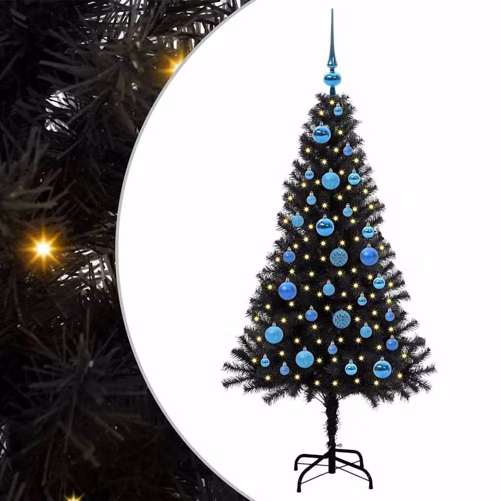 Berkfield Home Lush Christmas Tree with 150 LEDs and Stand, Black, Height: 150 cm – 3