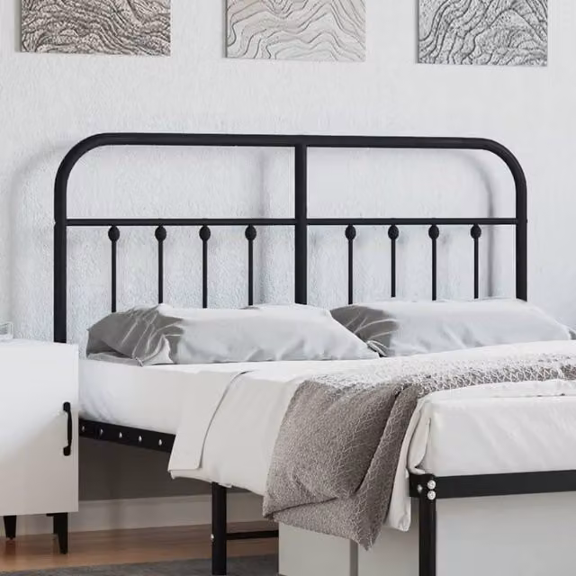 Berkfield Home Classic Metal Headboard in Black, Width: 135 cm – 1