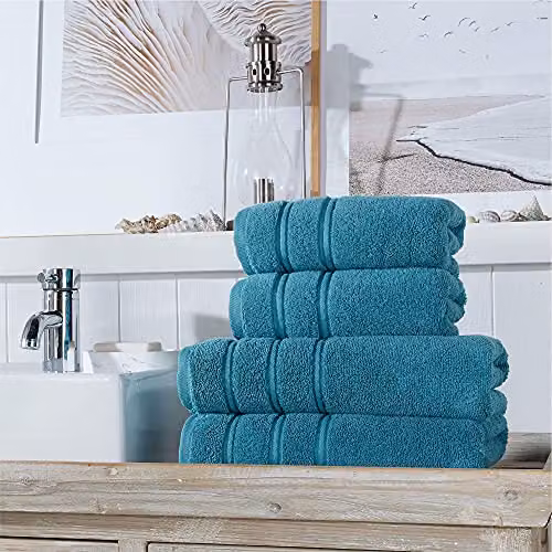 Christy Antalya 4 Piece Luxury Turkish Cotton Towel Set in Petrol Blue, 600GSM – 2