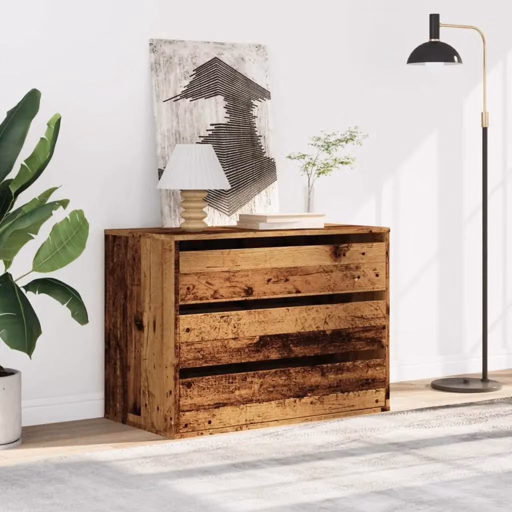 Berkfield Home Corner Chest of Drawers in Old Wood Brown, W/D/H: 80 x 41 x 58 cm – 3