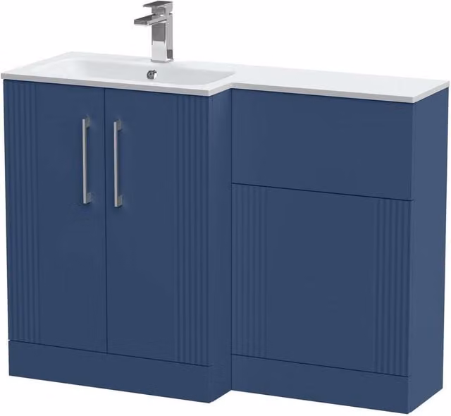 Balterley Belvide 2 Door Vanity WC Combi Unit with Stone Basin, Blue, W: 110 cm, LH