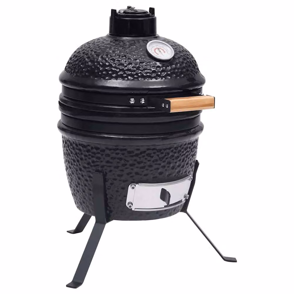 Berkfield Home 2-in-1 Ceramic Kamado Barbecue Grill and Smoker in Black, 56 cm – 2