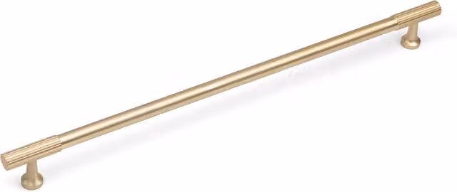 Handle & Home Reeded Detail T-Bar Cabinet Handle in Brushed Brass Gold, Length: 360 mm