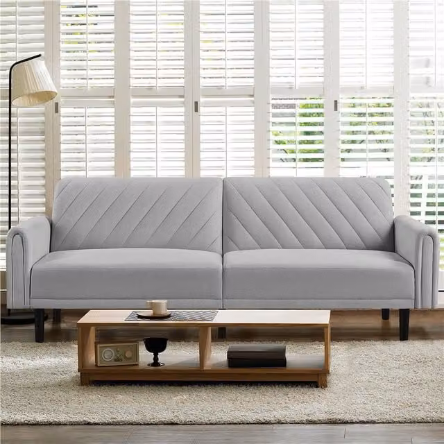 Yaheetech Modern Convertible Click-Clack Sofa Bed in Light Grey