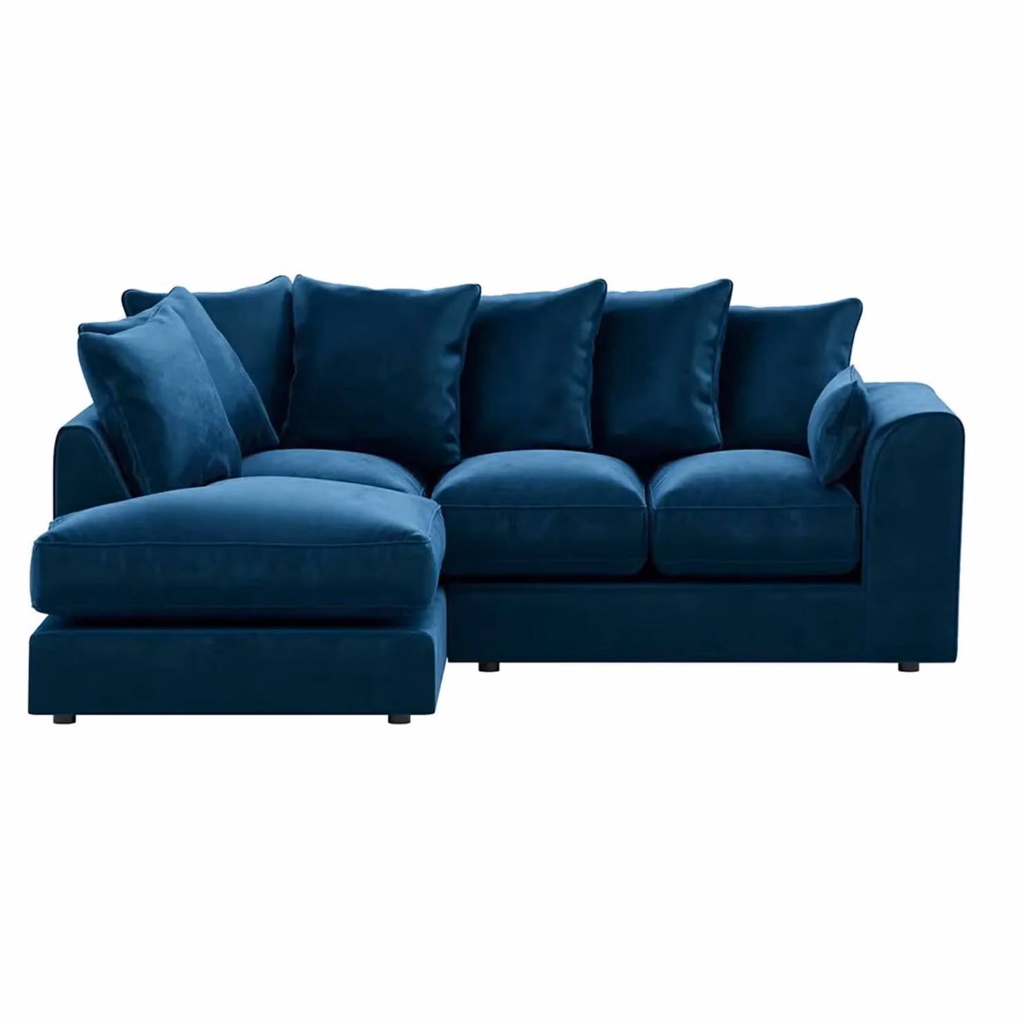 Furnishings For Less UK Brooklyn Blue Plush Velvet 3 to 4 Seater L Shaped Corner Sofa, Left Hand Facing – 2