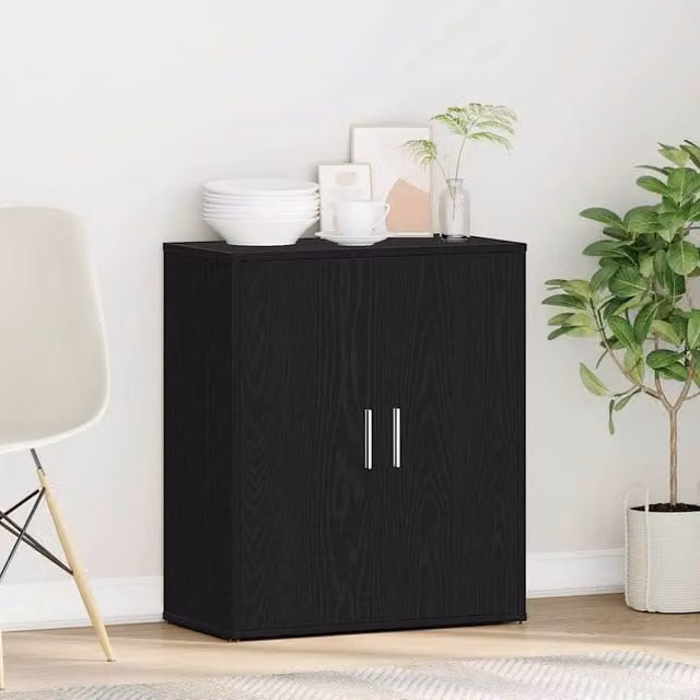Berkfield Home Black Oak Sideboard, W: 60 cm, D: 31 cm, H: 70 cm