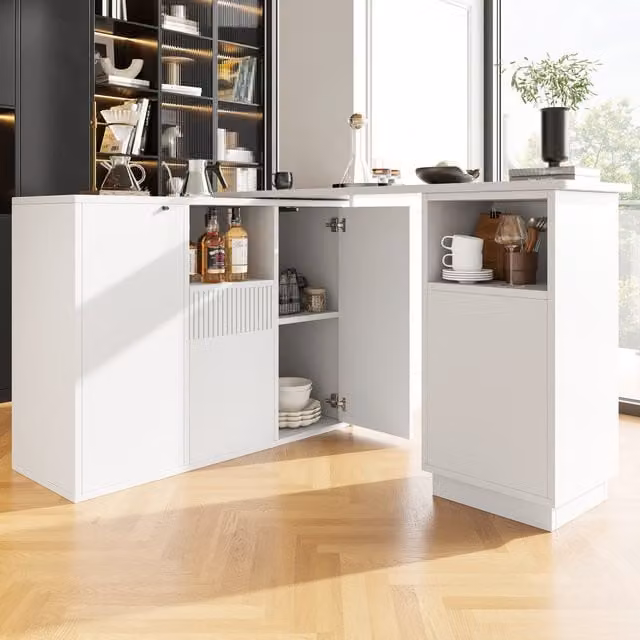 Aosom UK White Marble-Effect Bar Table with 360 Degree Swivel Top and Slim Storage, W: 198.5 cm, D: 30 cm, H: 72.5 cm