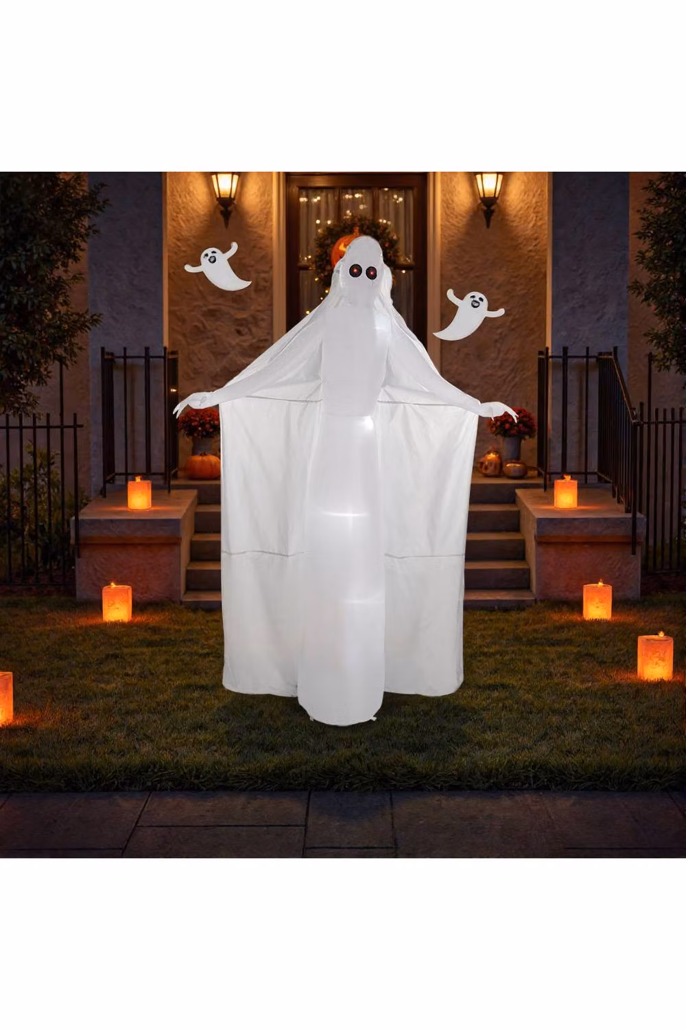 Garden Sanctuary Tall Ghost Bribe Inflatable with Red Eyes for Halloween in White – 2