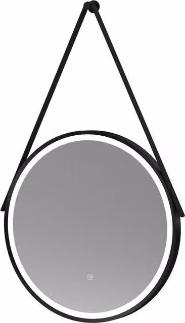 Balterley Round LED Framed Mirror with Demister and Hanging Strap, Black, Diameter: 60 cm