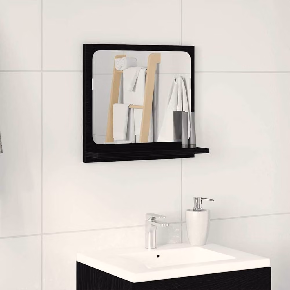 Berkfield Home Black Oak Rectangular Bathroom Wall Mirror W/D/H: 40 x 10.5 x 37 cm – 2