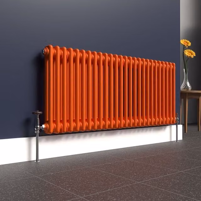 Lux Heat Horizontal 2 Column Steel Radiator in Sunburst Orange, W: 119 cm, H: 50 cm