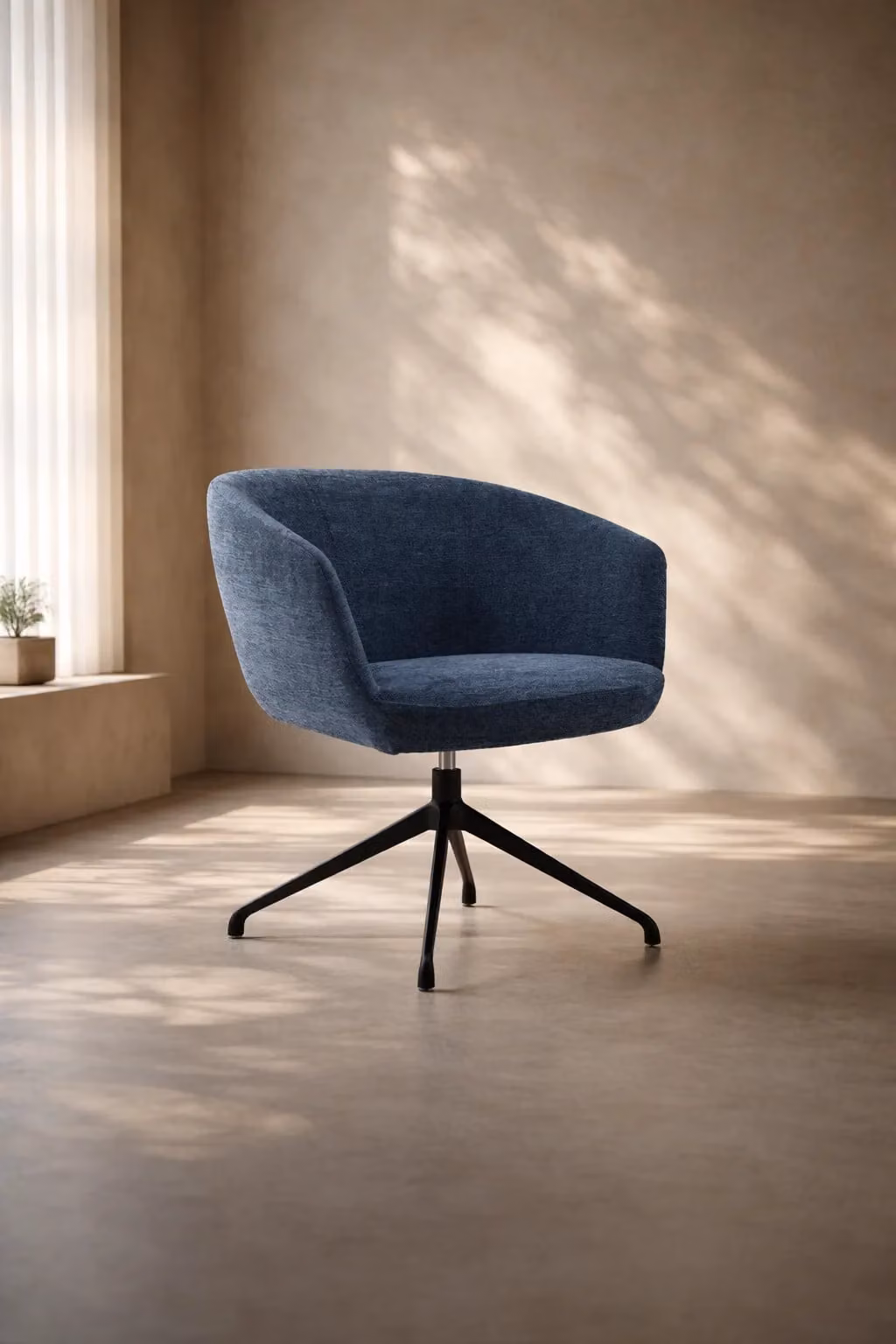 Tommy Franks Union Swivel Chair in Black or Blue Fabric with Metal Base