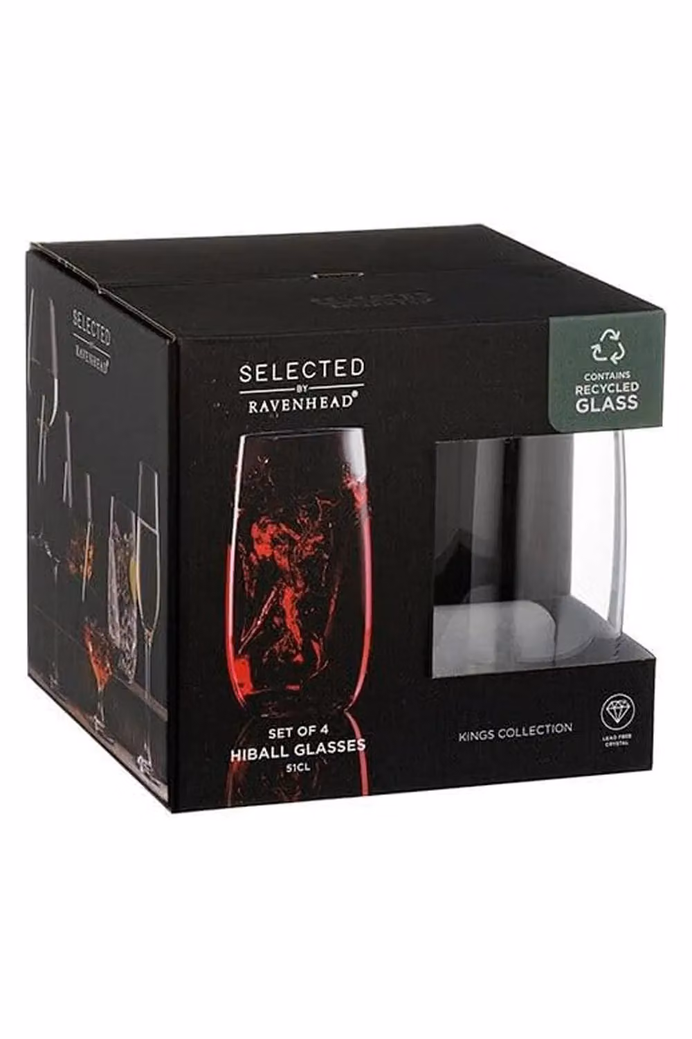 Rayware Ravenhead Kings Set of 4 Transparent Glass Tumblers, 510ml – 3