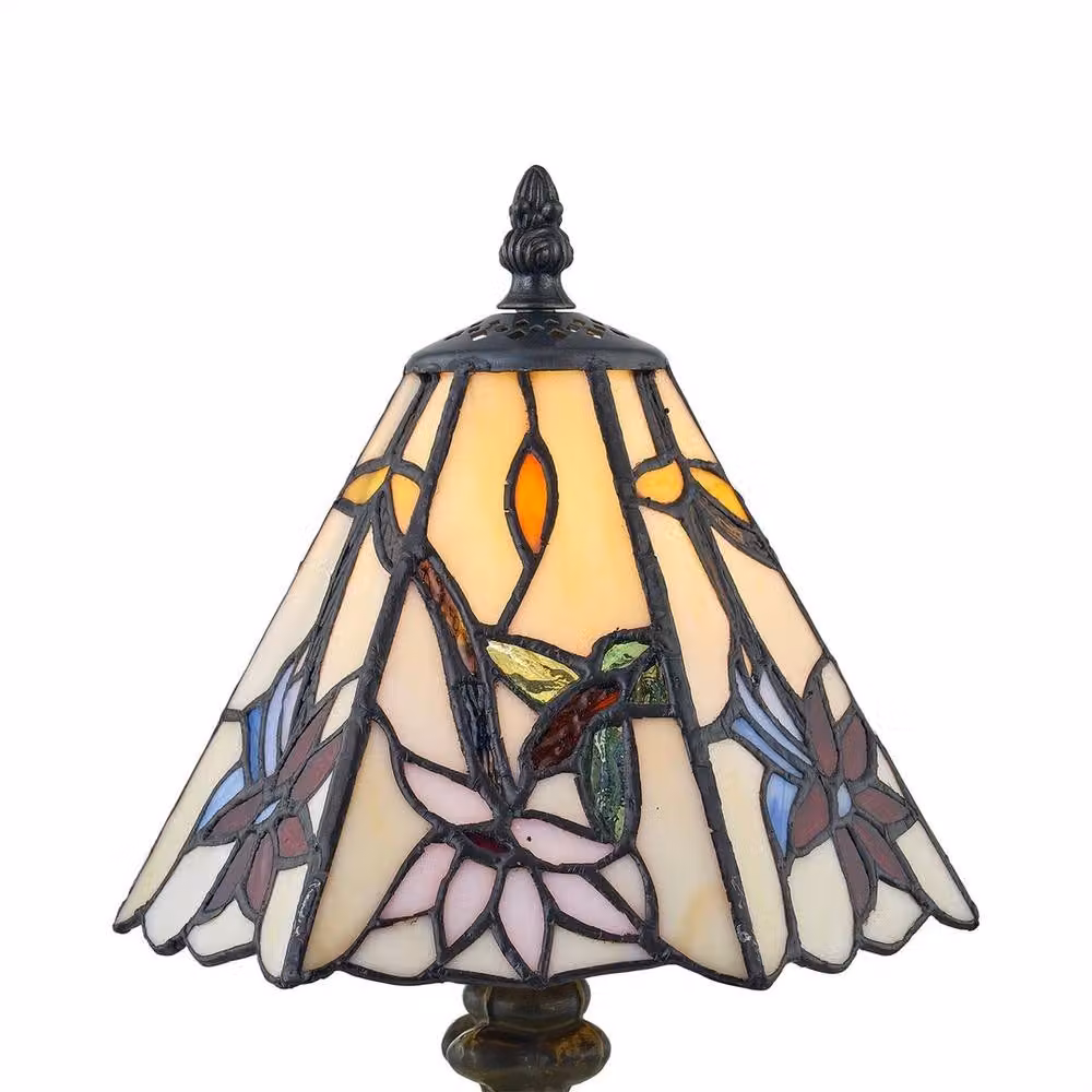 EONLION Multicolour Traditional Glass Table Lamp with Bronze Metal Base, Height: 36 cm – 3