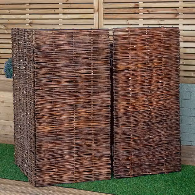 Samuel Alexander Double Garden Patio Willow Wheelie Bin Screen Hideaway in Brown, W: 116 cm, D: 122 cm, H: 81 cm – 1