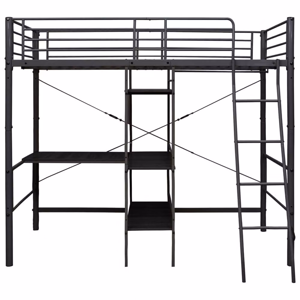 Berkfield Home Black Metal Bunk Bed with Table for Children W/D/H: 90 x 200 cm – 2