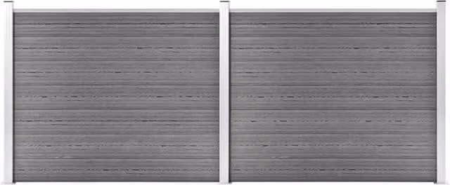 Berkfield Home WPC Fence Panel Set in Grey, W: 353 cm, H: 146 cm