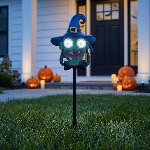 Garden Greatness Glowing Witch Halloween LED Stake Light in Multicolour and Black