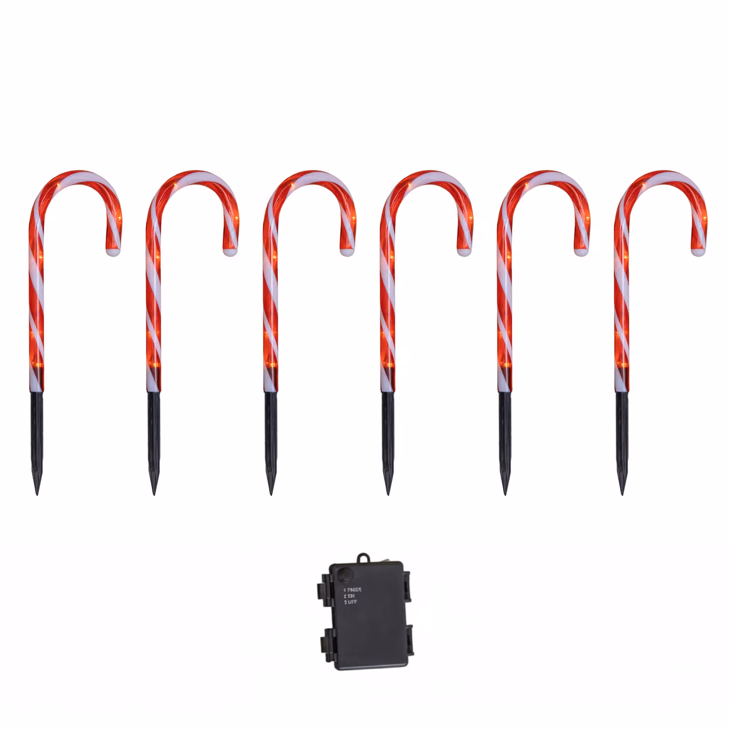 Samuel Alexander Set of 6 Red and White Stripe Light Up Candy Cane Christmas Path Lights – 3