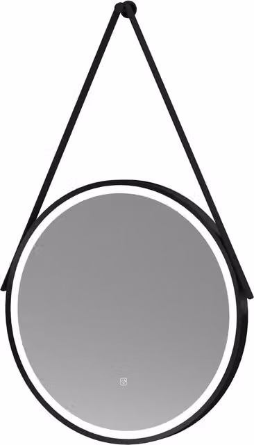 Balterley Round LED Touch Sensor Mirror with Demister Strap in Matt Black, Diameter: 60 cm