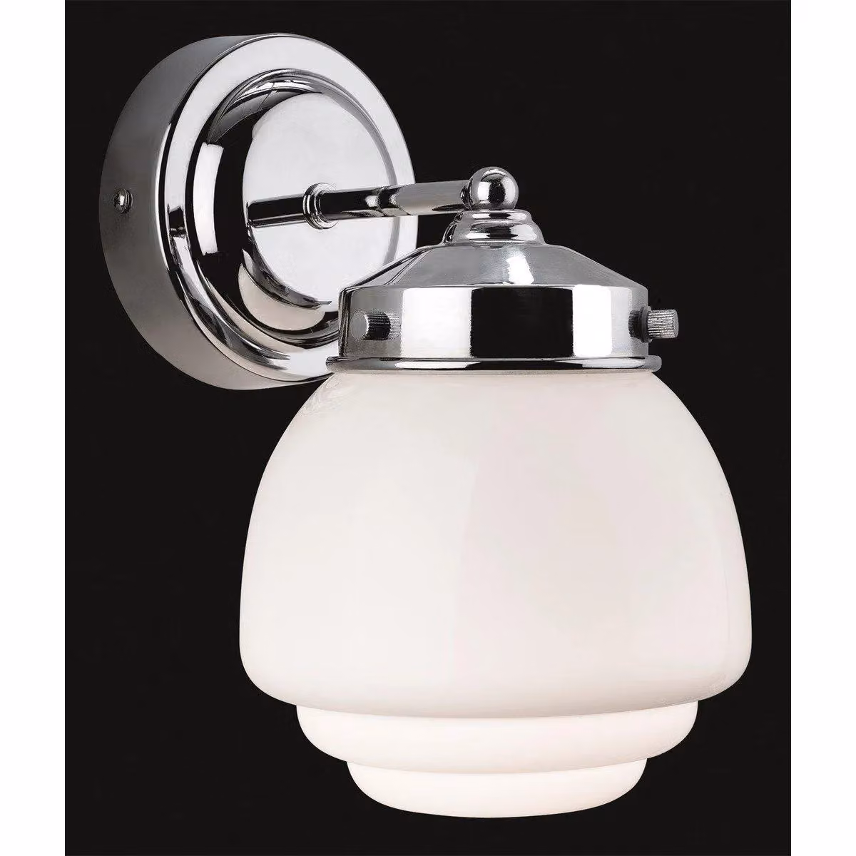 Netlighting Art Deco Wall Light with Chrome Finish and White Glass, IP44 Rated for Bathroom Use, E27 – 2
