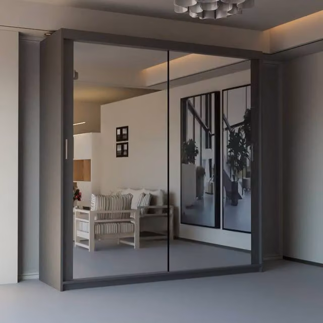 Sliding Wardrobes 4U Modern Double Sliding Door Wardrobe in Grey, W/H: 203 x 217 cm – 1