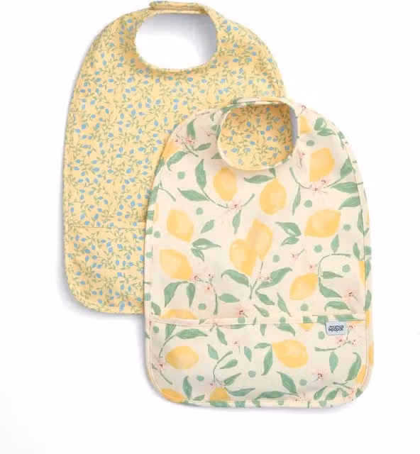 Mamas & Papas Lemon Meadow Scoop Bibs, Pack of 2, Yellow