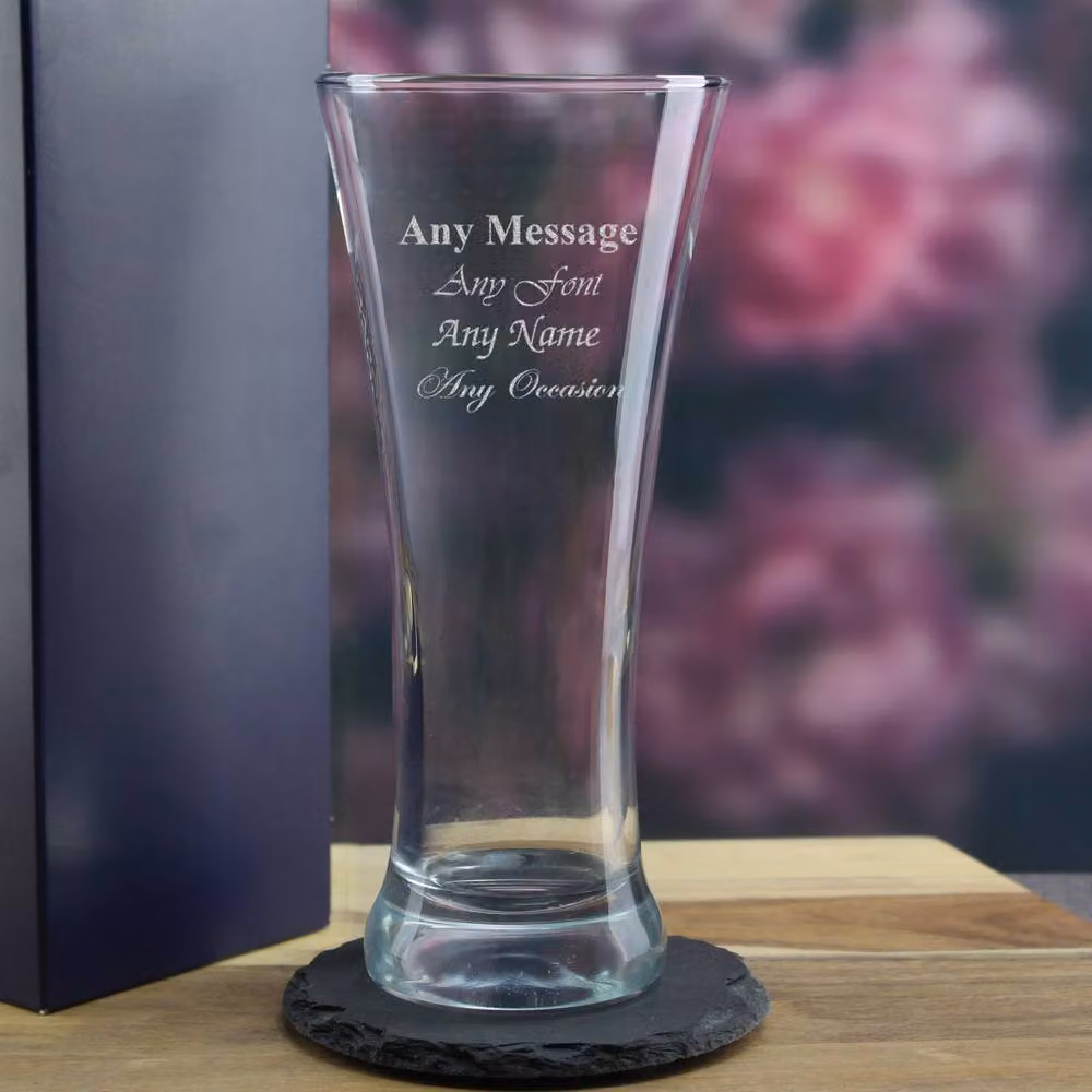 Uniqueful Personalised Engraved Sorgum Pint Beer Glass, 380ml, Clear – 2