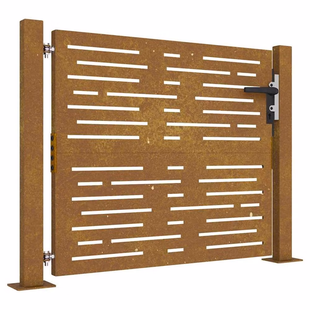 Berkfield Home Beautiful Garden Gate, Corten Steel Square Design, Brown, W: 105 cm, H: 80 cm – 3
