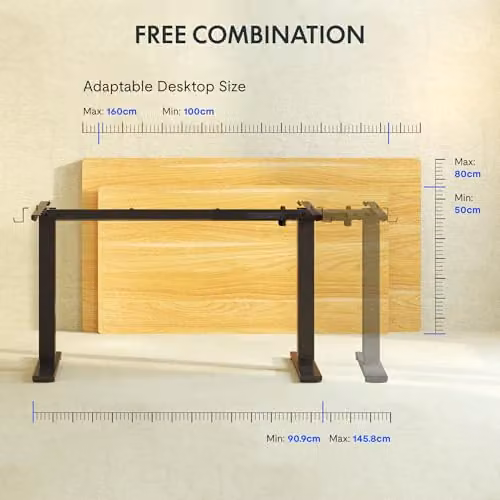 FLEXISPOT Electric Height Adjustable Standing Desk with Heavy Duty Steel Frame in Matt Black – 2