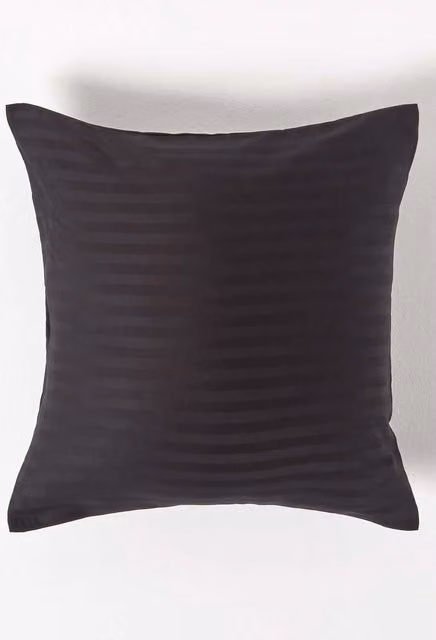 Homescapes Black Egyptian Cotton Mako Satin Striped Pillowcase with Zip, W/D/H: 40 x 40 cm, 330 TC