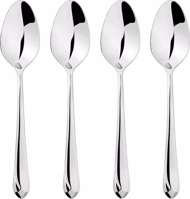 Glim & Glam Versailles 4-Piece Polished 18/8 Stainless Steel Spoon Set in Silver