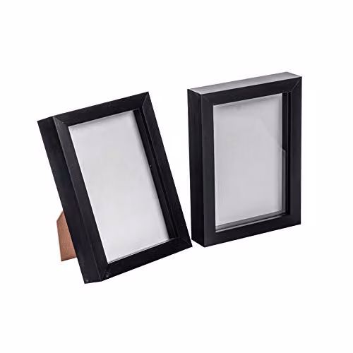 Nicola Spring Black Rectangular 3D Shadow Box Photo Frames, Pack of 2 – 1