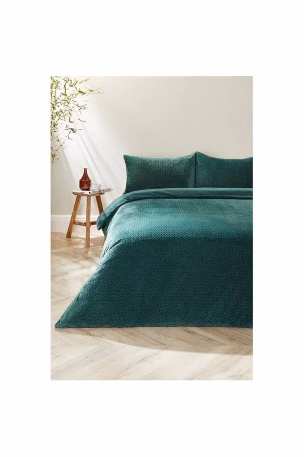 Dyzi Single Size Chevron Fleece Ultra Soft Duvet Cover Set in Green – 2