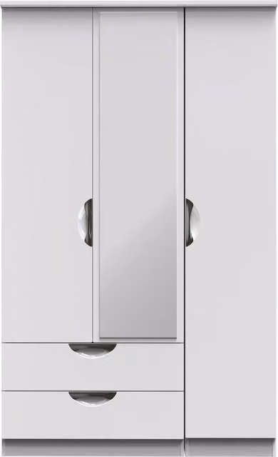 Ready Assembled 2 U Holborn Triple Mirrored Wardrobe with 2 Drawers in White