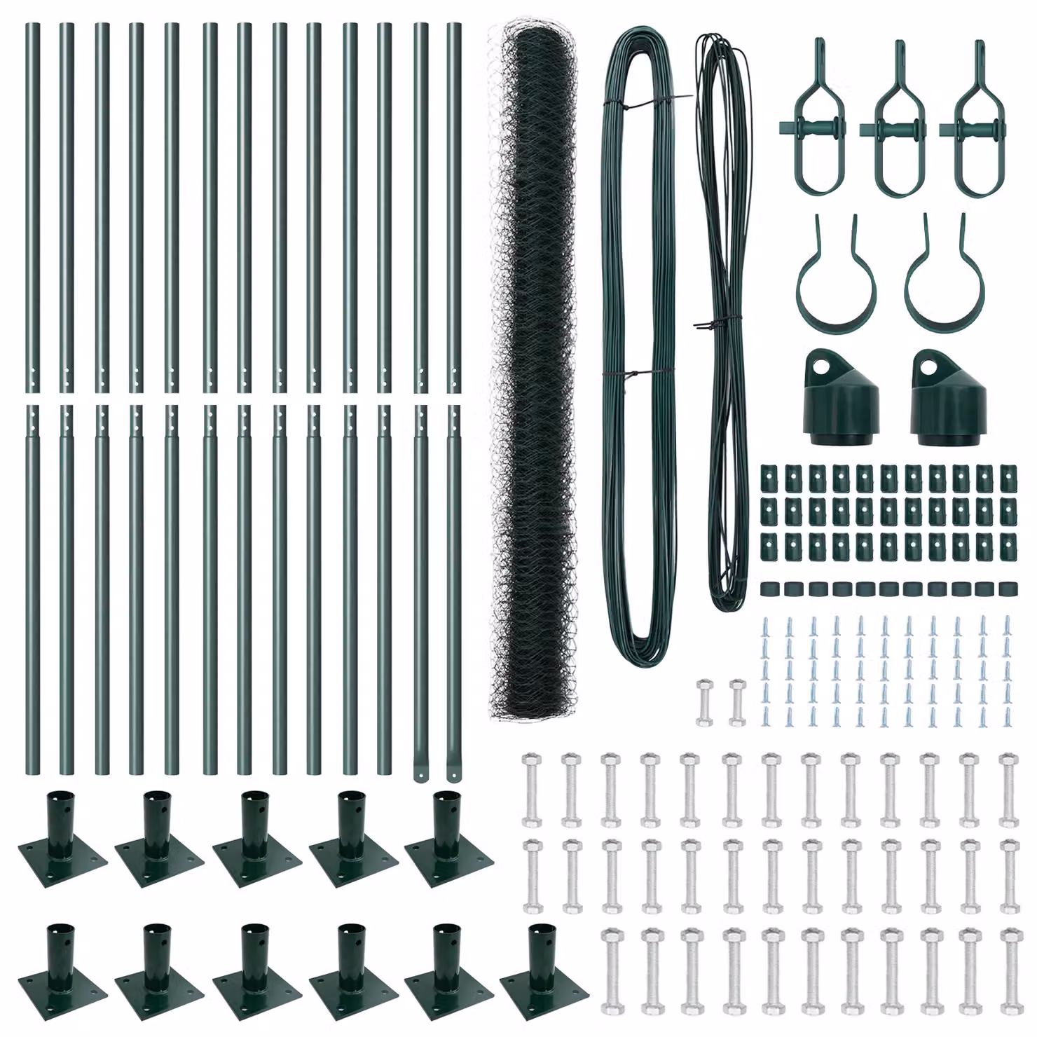 Berkfield Home Green Powder-Coated Steel Round Fencing Set of 2, W/D/H: 25 x 1.5 m – 3