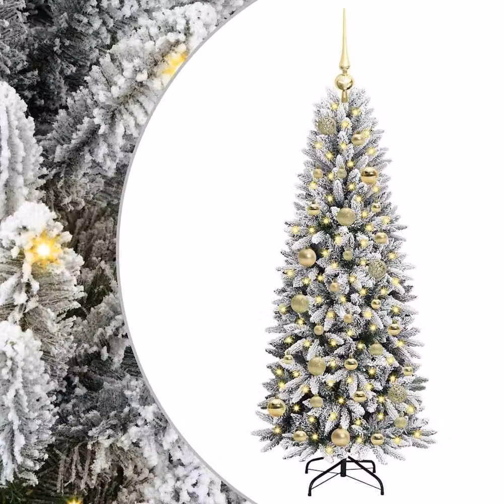 Berkfield Home Green Artificial Christmas Tree with 150 White LEDs, W/D/H: 53 x 53 x 120 cm – 3