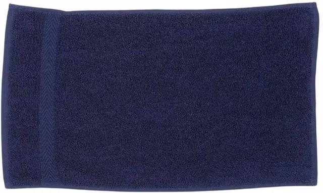Towel City Luxury Navy Blue Cotton Terrycloth Guest Towel with Hanging Loop – 1