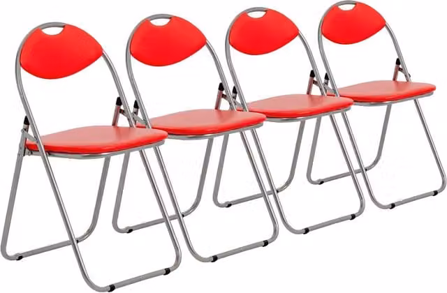 Harbour Housewares Pack of 4 Red Padded Folding Chairs with Synthetic Leather Upholstery and Metal Frame – 1
