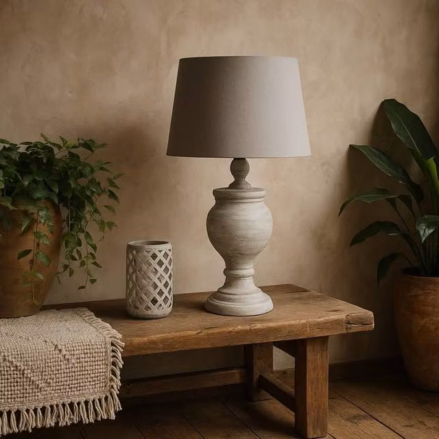 Wyld Haus Aillon Grey Stoneware Table Lamp in Light Grey – 1
