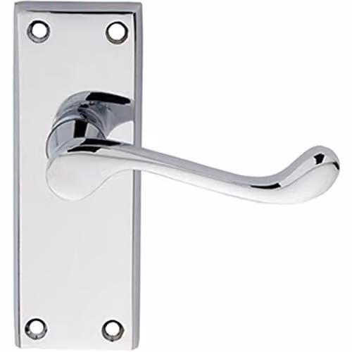 Loops Pair Victorian Scroll Lever on Short Latch Backplate, Polished Chrome, W: 118 mm, H: 43 mm
