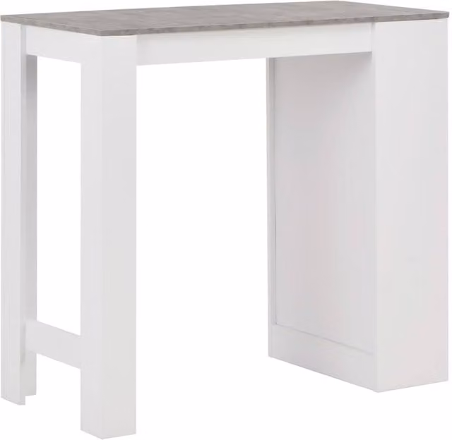 Berkfield Home Beautiful Modern Rectangular Bar Table with Shelf in White and Grey, W/D/H: 110 x 50 x 103 cm